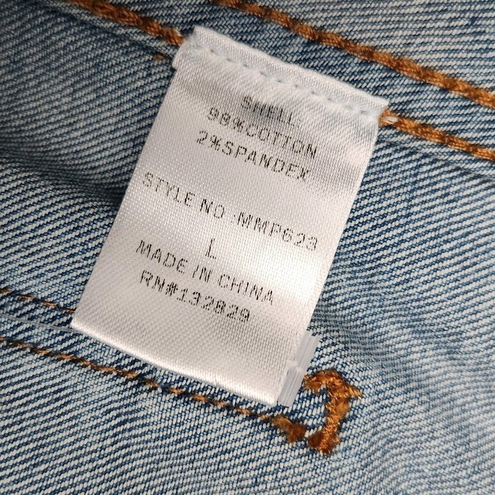 Miou Muse Womens Large Light Blue Wide Leg Denim Jeans Stretch Baggy Raw Hem - Picture 9 of 10